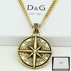 DG Men's 24"Stainless Steel Black Compass 52mm Pendant Necklace Gold plated*Box