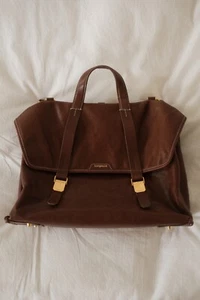Bolso Maletín Songmont Pequeño Shan Cuero Marrón Forrado en Seda con Caja y Accesorios - Imagen 1 de 10