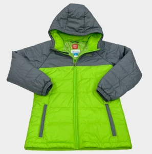 Columbia Green Gray Thermal Hooded Puffer Ski Jacket Boys Youth Large L 14-16 - Picture 1 of 9