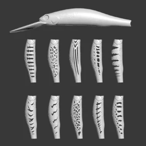 Plantilla 3D de plástico duro wLure para señuelo de pesca cuerpo en blanco UPM760 - Imagen 1 de 4
