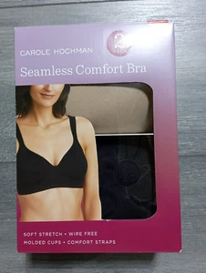Carole Hochman Bras *2 Pack* Womens Medium Black/Taupe Seamless Comfort - Picture 1 of 3