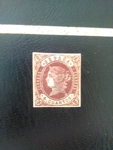 SPAIN M/MINT STAMP 1862 QUEEN ISABELLA 11 IMPERF 4 CUARTOS BROWN ON YELLOW. - Picture 1 of 2