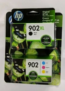 HP Genuine 902XL Black Ink Cartridge+902 Cyan Magenta Yellow 3-Pack Tri Color 4x - Picture 1 of 2