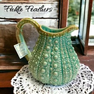 Blue Sky Keramik, Türkis Seeigel Krug, 10" x 7,5" x 9" Küstendekor Geschenk - Bild 1 von 24