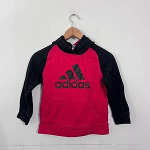 Adidas Boys Hoodie Size 6 Red Black Graphic Print Logo Long Sleeve Pullover - Picture 1 of 6