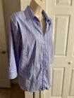 SIZE 1X DCC WOMAN V NECK LONG SLEEVE BLUE/WHITE STRIPE ZIP FRONT TOP/TUNIC