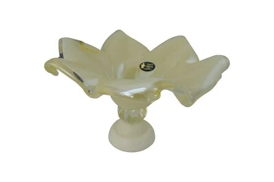  15" Inch Italian Murano White Glass Dish Fruit Bowl Center Piece - Image 1 of 3