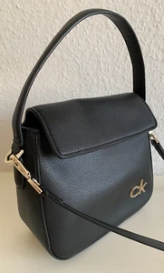 Handtasche schwarz CK Calvin Klein Leder ca 20 x 18 x 9 cm - Bild 1 von 3