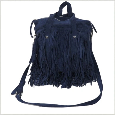 Gianni Chiarini женщин Дамская сумка наплечная сумка бахрома синий замши Hobo шик сумка с короткими ручками  - Изображение 1 из 4