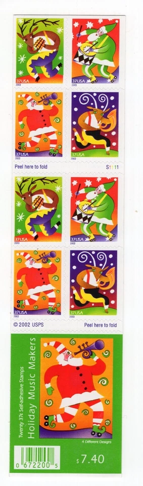 2003 37 cent Christmas Music complete booklet of 20 Scott #3824b, Mint NH - Image 1 of 1