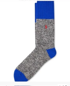 Polo Ralph Lauren Men's Black Marl Royal Wool-Blend Ribbed Boot Socks - Picture 1 of 11