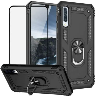 MACROCENTER For Samsung Galaxy A30/A50 Case, Stand Slim Holder Phone Cover + Tempered Glass