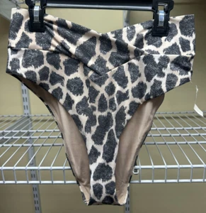 Costume da bagno bikini Aerie Crossover vita alta stampa leopardata taglia large nuovo - Foto 1 di 8