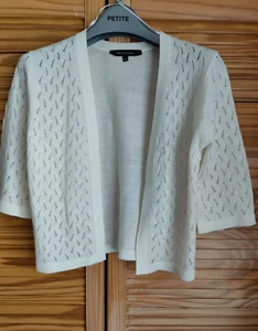 Peacocks Cropped Cardigan Size 8 Off-White Lightweight - Picture 1 of 2