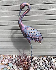 47 Zoll Metall Kupfer/Bronze und Blaukran/Herron Reiher Strand Haus Garten Dekor - Bild 1 von 4