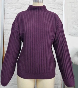 PURPLE FUNNEL NECK LONG SLEEVE JUMPER - Picture 1 of 3