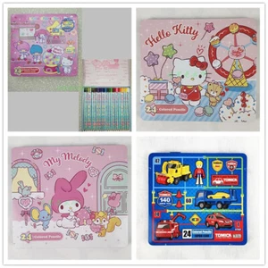 Sanrio Kitty Twin Star Tomica 24 matite colorate disegno con scatola metallo 7864 - Foto 1 di 7