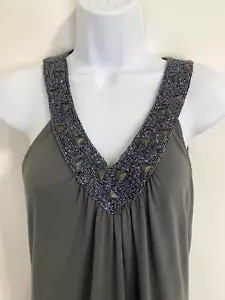 Canotta lunga elegante donna autostima paillettes/metallo scollo a V grigio taglia L - Foto 1 di 6