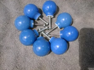 Weiser 1960's Ceramic Vintage drawer Knob Cabinet or Drawer Knobs 8 BLUE - Picture 1 of 8