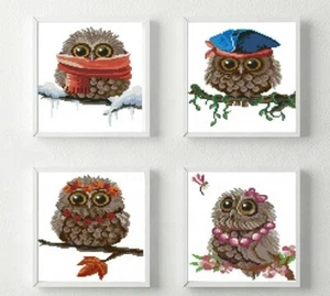 Owls Counted Cross Stitch Kits 14 CT Size 19cm x 22cm 1 Kit - Picture 1 of 11