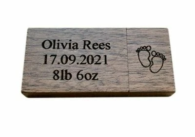 Personalised USB Memory Stick Christening Baby Photos Memories Keepsake Gift - Image 1 of 4