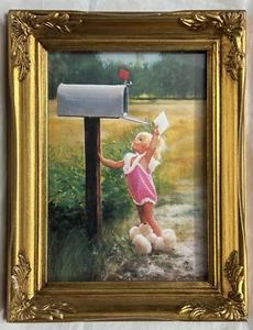 Donald Zolan Letter to Grandma Girl Mailbox Gold Framed Limited Edition Vintage - Picture 1 of 2