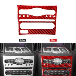 Red Carbon Fiber Radio Control Panel Cover Trim TypeA For Infiniti G37 2010-2013 - Picture 1 of 12