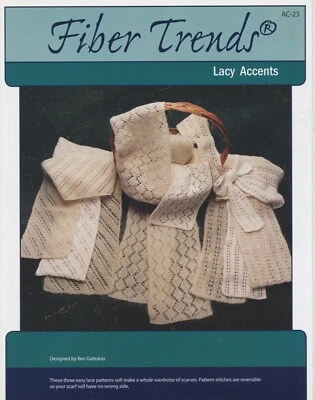 Fiber Trends Knitting Pattern AC-23 Lacey Accents - Lace Scarves / Scarf Pattern - Image 1 of 2