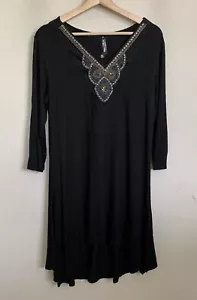 Vestido Blanco Mark A-Line Negro Cuello en V Borde Cuentas Mangas 3/4 Elastizado Talla XL NUEVO - Imagen 1 de 7