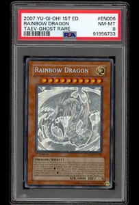 Yugioh PSA 8 NM-MT Rainbow Dragon 1st Edition TAEV-EN006 GHOST RARE 2007 - Picture 1 of 2