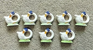 8 Vintage Ceramic Geese NAPKIN RINGS Farmhouse Table Setting Duck Spring Easter - Picture 1 of 9