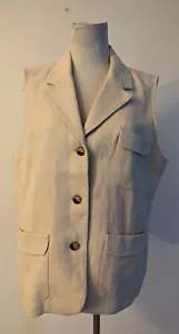 NWOT ORVIS women sz 14 100% Hemp Vest buttons beige safari 1729 - Picture 1 of 4