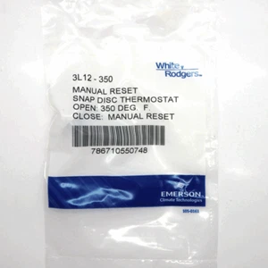 Emerson White-Rodgers 15A 350 Deg F Manual Reset Snap Disc Thermostat 3L12-350 - Picture 1 of 2