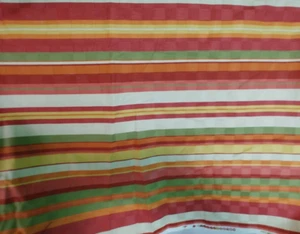 Waverly 100% Cotton Outdoor Fabric Orange Yellow Crean Green Strips 52"x50" - Picture 1 of 6