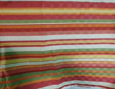 Waverly 100% Cotton Outdoor Fabric Orange Yellow Crean Green Strips 52"x50" - Image 1 of 4