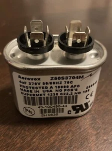 Aerovox 43-100496-44 Furnace Oval Run Capacitor 4uf Z50S3704M. F1 - Picture 1 of 2