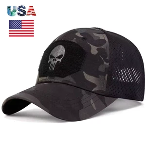 Cappello da baseball basso profilo ricamato Army The Punisher regolabile - Foto 1 di 3