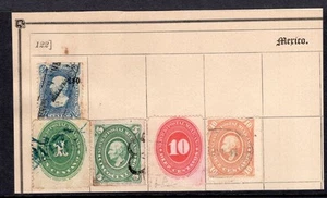 Mexico stamps from an old album, stuck to page - Bild 1 von 1