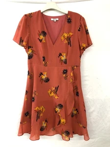 Vestido para mujer Madewell naranja melocotón hasta la rodilla estampado floral swing talla 6 - Imagen 1 de 7