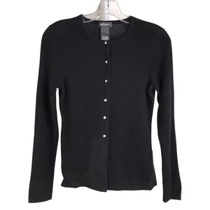 Lord & Taylor Cardigan Womens XS/TP Black Cashmere Gem Buttons Slim Fit Classic - Picture 1 of 7