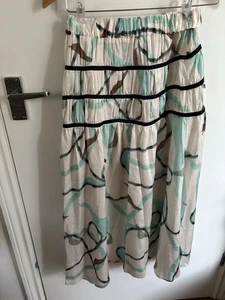 ASOS Womens Green Cream Black Long Maxi Skirt Size 8 New - Picture 1 of 3