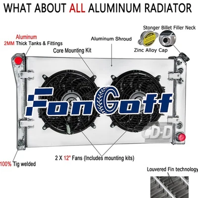 3-Row Radiator Shroud Fan For 1991-93 Chevy Caprice /92-93 Buick Roadmaster 5.7L - Image 1 of 4