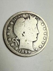 1899 Philadelphia Mint Silver Barber Quarter - Picture 1 of 6
