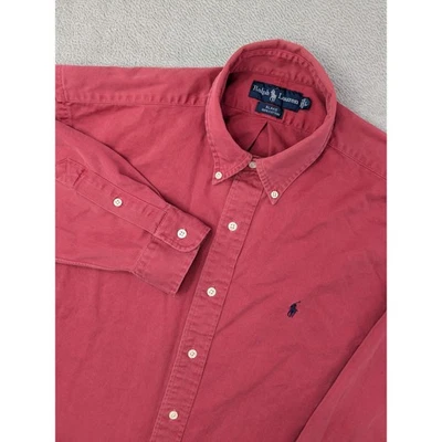 Camisa Ralph Lauren Blake Para Hombre Grande Roja Con Botones Manga Larga Algodón Foto 1 de 4