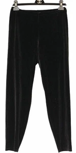 EILEEN FISHER Black Stretch Velvet Knit Leggings Ankle Length Slim Fit SZ M - Picture 1 of 7
