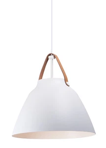 Tan Leather   White One Light Pendant from the Nordic Collection - Picture 1 of 2