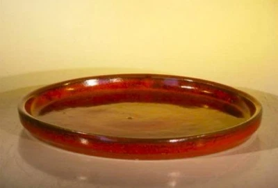 Round Plant Drip Tray Parisian Red Ceramic for Bonsai Tree 8" x 1" 1.6 lbs Size - Image 1 of 2