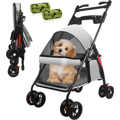 4-Wheel Portable Pet Stroller with Breathable Mesh puppy stroller cat stroller - Image 1 of 4