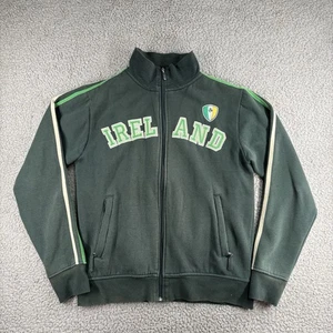 Retro Irish Ireland Track Jacket Uomo Taglia Media Verde Righe Full Zip Maglione - Foto 1 di 16
