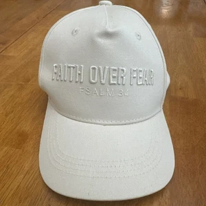 FAITH OVER FEAR PSALM 34 6-panel verstellbare Mütze - elfenbeinfarben auf elfenbeinfarben Ball Cap PRAGERU - Bild 1 von 7
